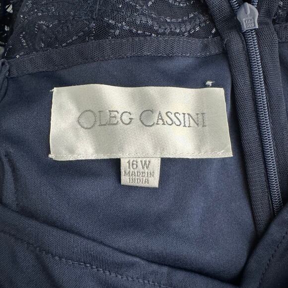 Oleg Cassini Allover Beaded Short Sleeve Midi Dress in Navy Blue Size 16 - Picture 13 of 15